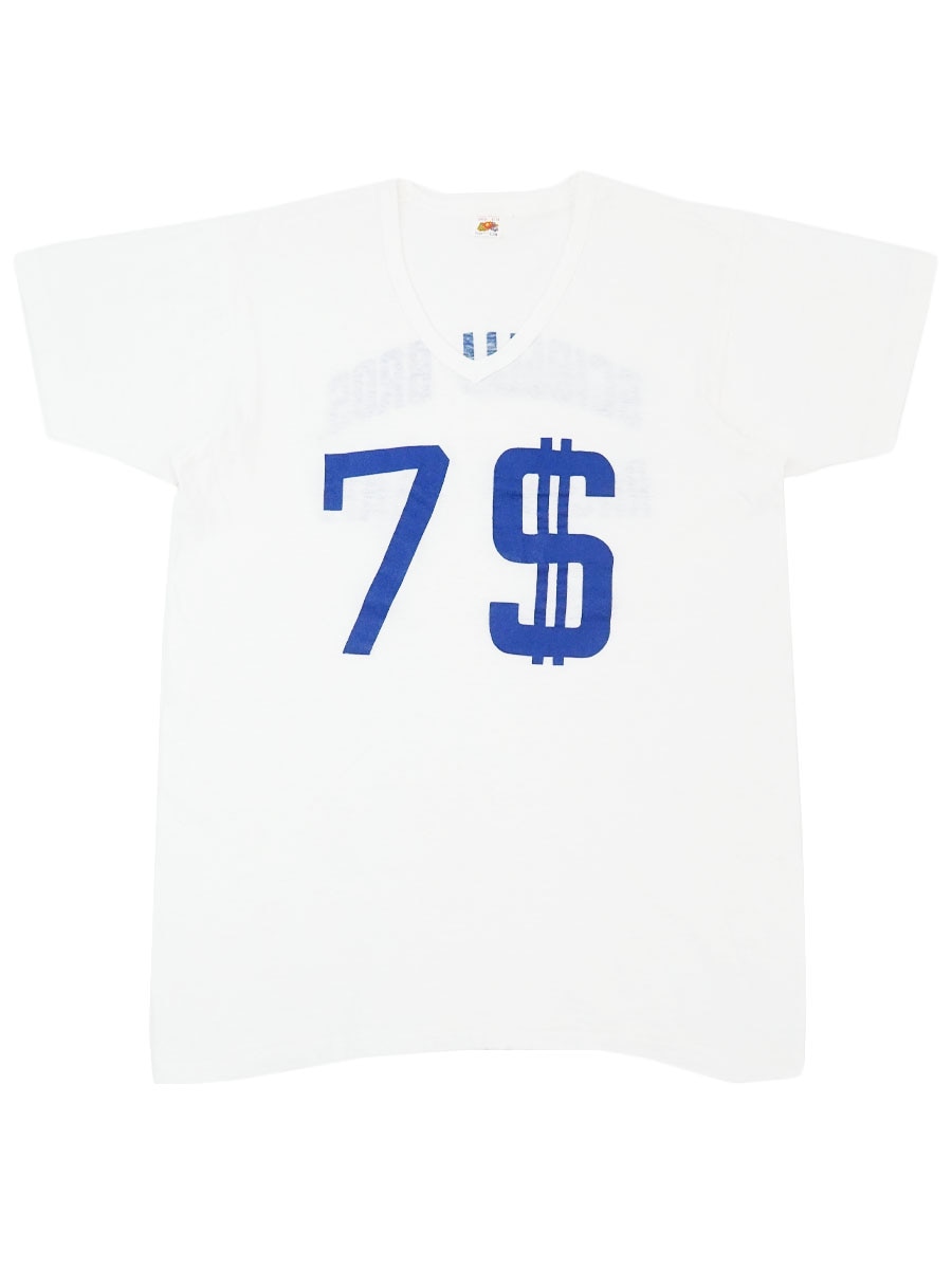 70'S FRUIT OF THE LOOM ''7＄/SCIBELLI BROS. RACING TEAM'' V NECK T SHIRT WHITE (SIZE.LARGE) MADE IN USA