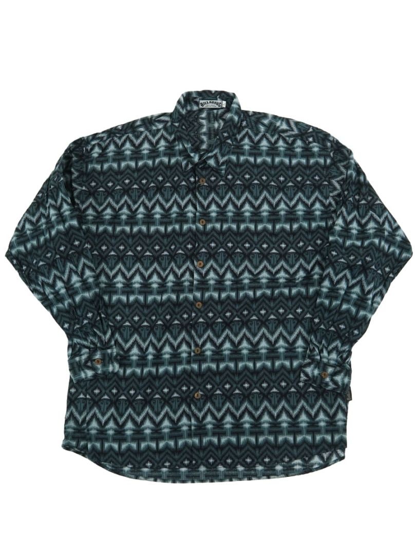 90'S～ BILLABONG NATIVE PATTERN SHIRT (SIZE.LARGE) MADE IN USA