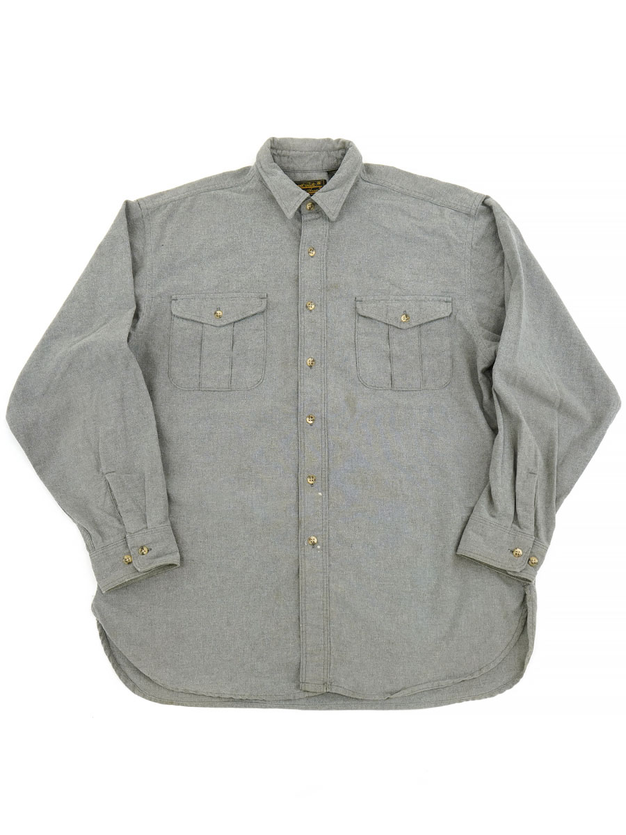 80'S EDDIE BAUER 100%COTTON L/S SHIRT GRAY (SIZE. LARGE TALL) MADE IN USA