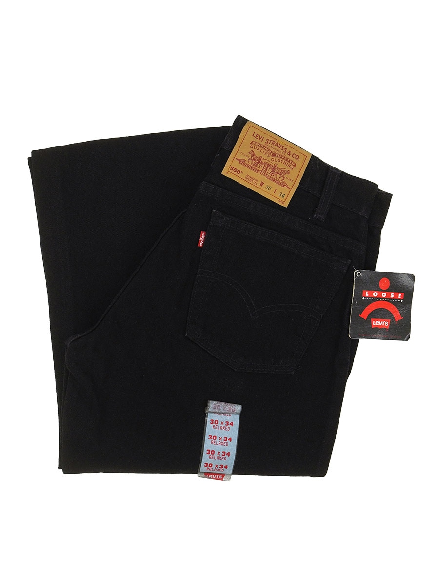 90'S LEVI'S 550 BLACK JEANS (SIZE.W30 L34) MADE IN USA NOS