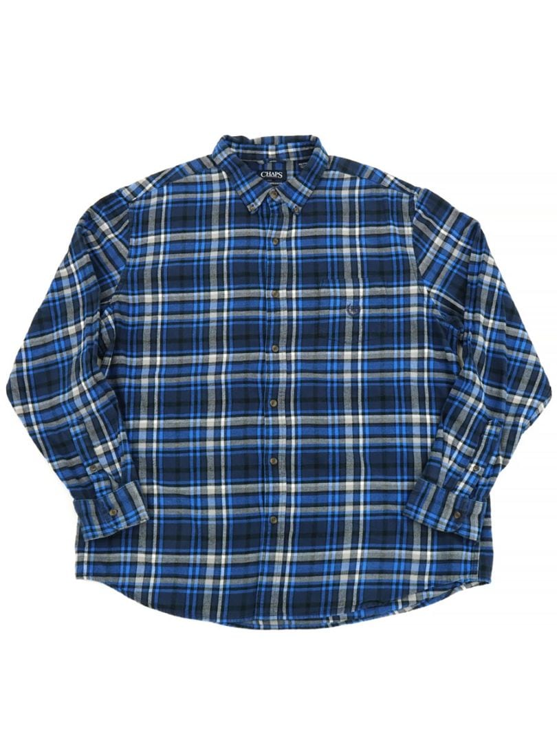 CHAPS INDIA COTTON PLAID B.D. LONG SLEEVE SHIRT (SIZE. XX LARGE)