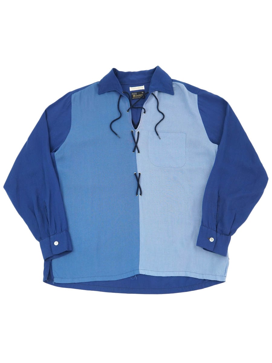 60'S SEARS PREMIERE COLLECTION LACE UP L/S RAYON SHIRT (SIZE