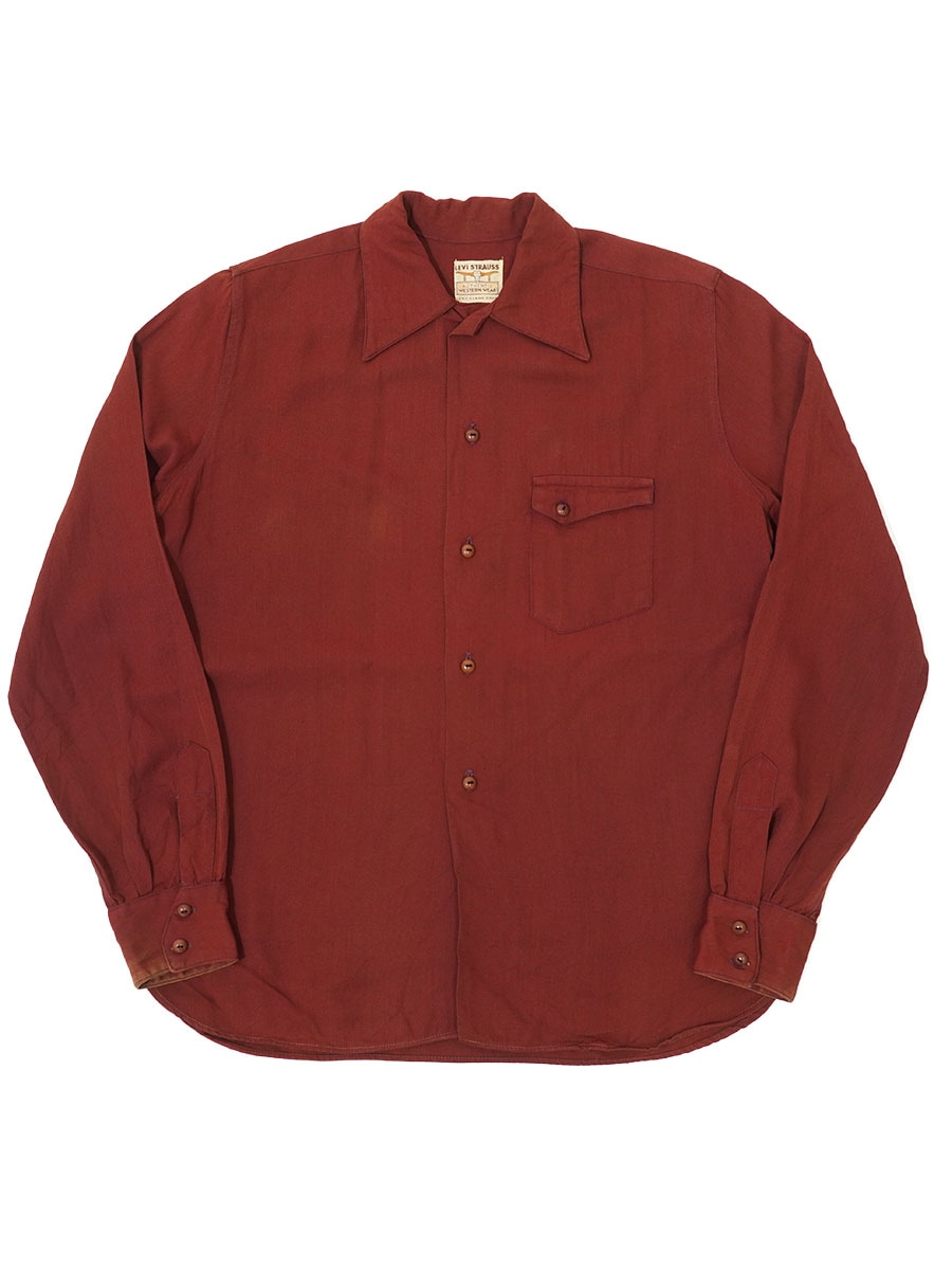 40'S LEVI'S LONGHORN LABEL L/S RAYON SHIRT (APPROX.SMALL)