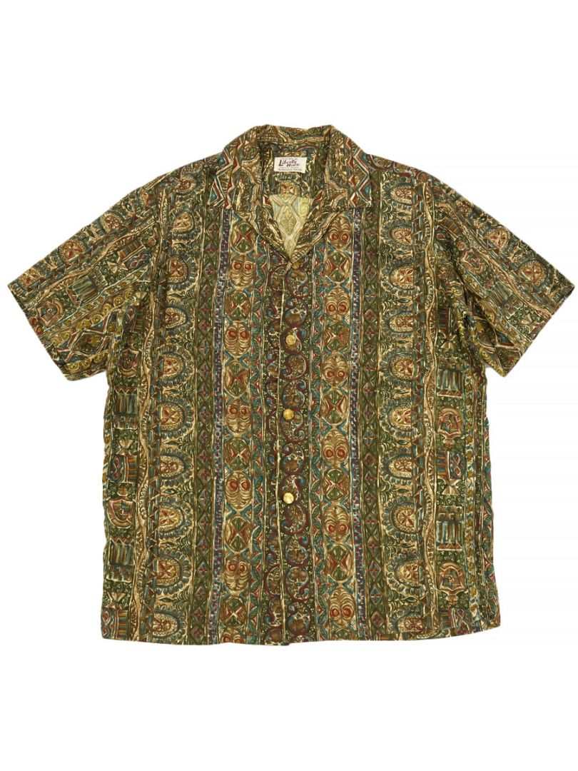 60'S LIBERTY HOUSE ABSTRACT BORDER HAWAIIAN SHIRT (APPROX. MEDIUM) 