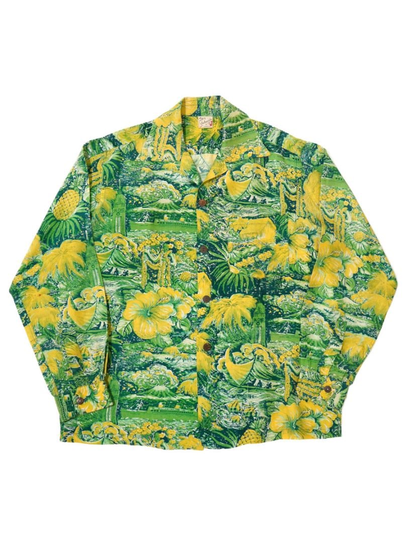 50'S SHAHEEN'S OF HONOLULU L/S SILK HAWAIIAN SHIRT (SZIE.MEDIUM)