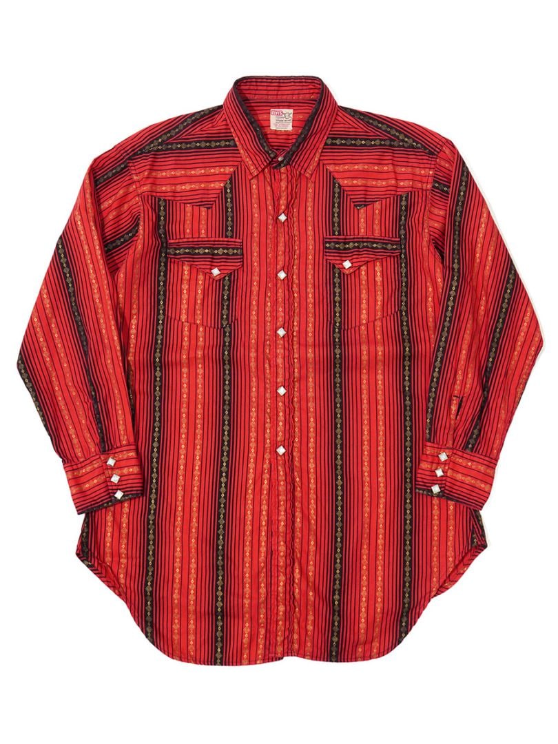 50'S LEVI'S SHORTHORN LABEL WOVEN STRIPE COTTON WESTERN SHIRT
