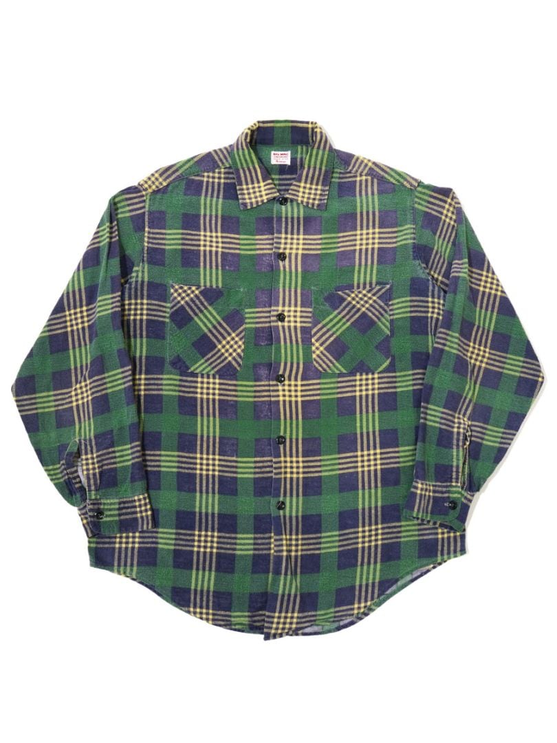 60'S PENNEYS BIG MAC PLAID PRINT FLANNEL SHIRT (SIZE.MEDIUM)