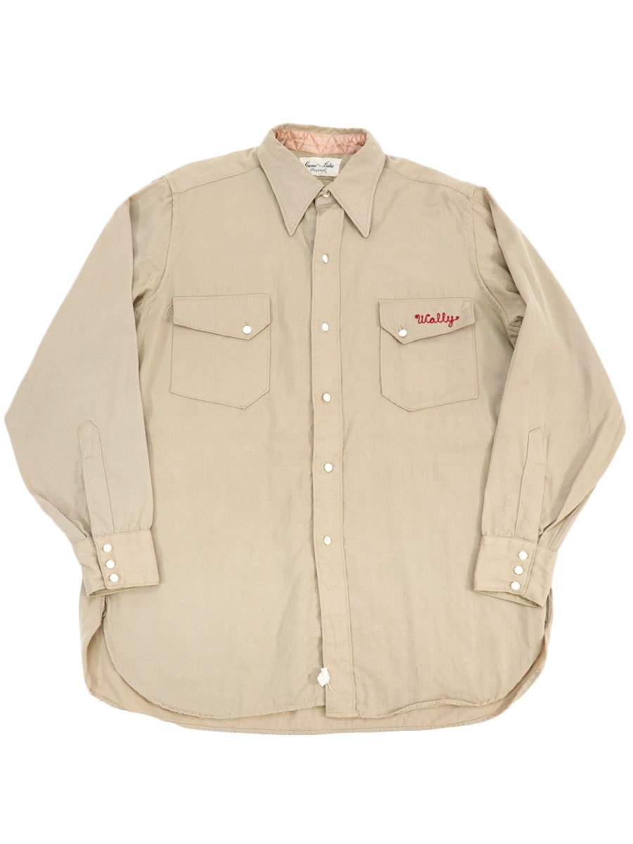 50'S～ GAME AND LAKE L/S WOOL GABARDINE SHIRT (SIZE. 16 1/2)