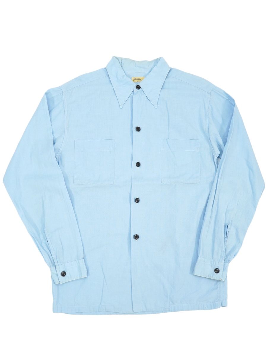 60'S GAYSON L/S SHIRT PLAIN LIGHT-BLUE (APPROX.MEDIUM)