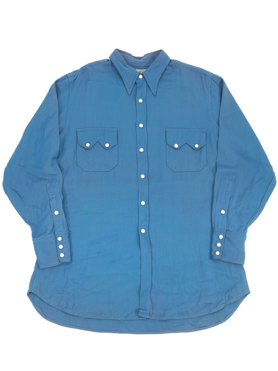 60'S JACK FROST WOOLEN WEAR L/S WESTERN SHIRT BLUE (APPROX.16)