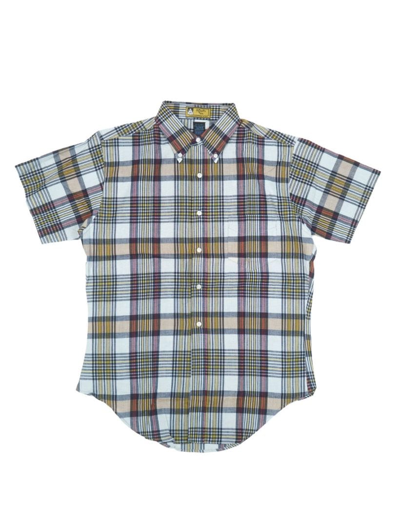 60'S BRENT 100% COTTON B.D. PLAID SHIRT (SIZE.15-15 1/2) NOS