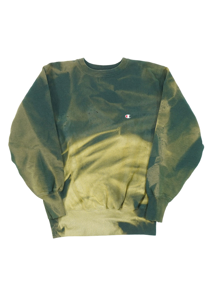 90'S CHAMPION REVERSE WEAVE CREW SUN FADE GREEN (SIZE.LARGE) MADE