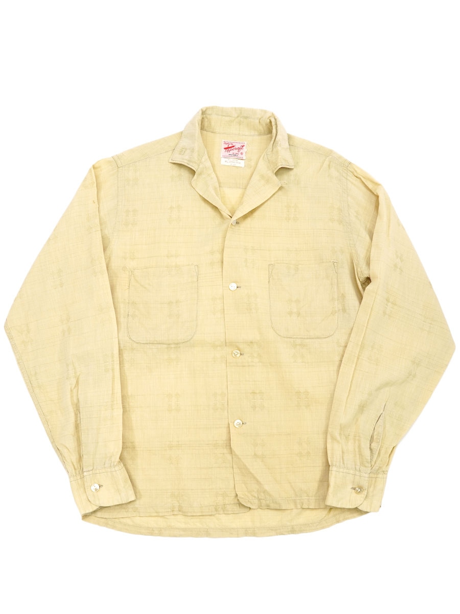 60'S TOP CRAFT LOOP COLLAR L/S COTTON×RAYON SHIRT (SIZE.SMALL