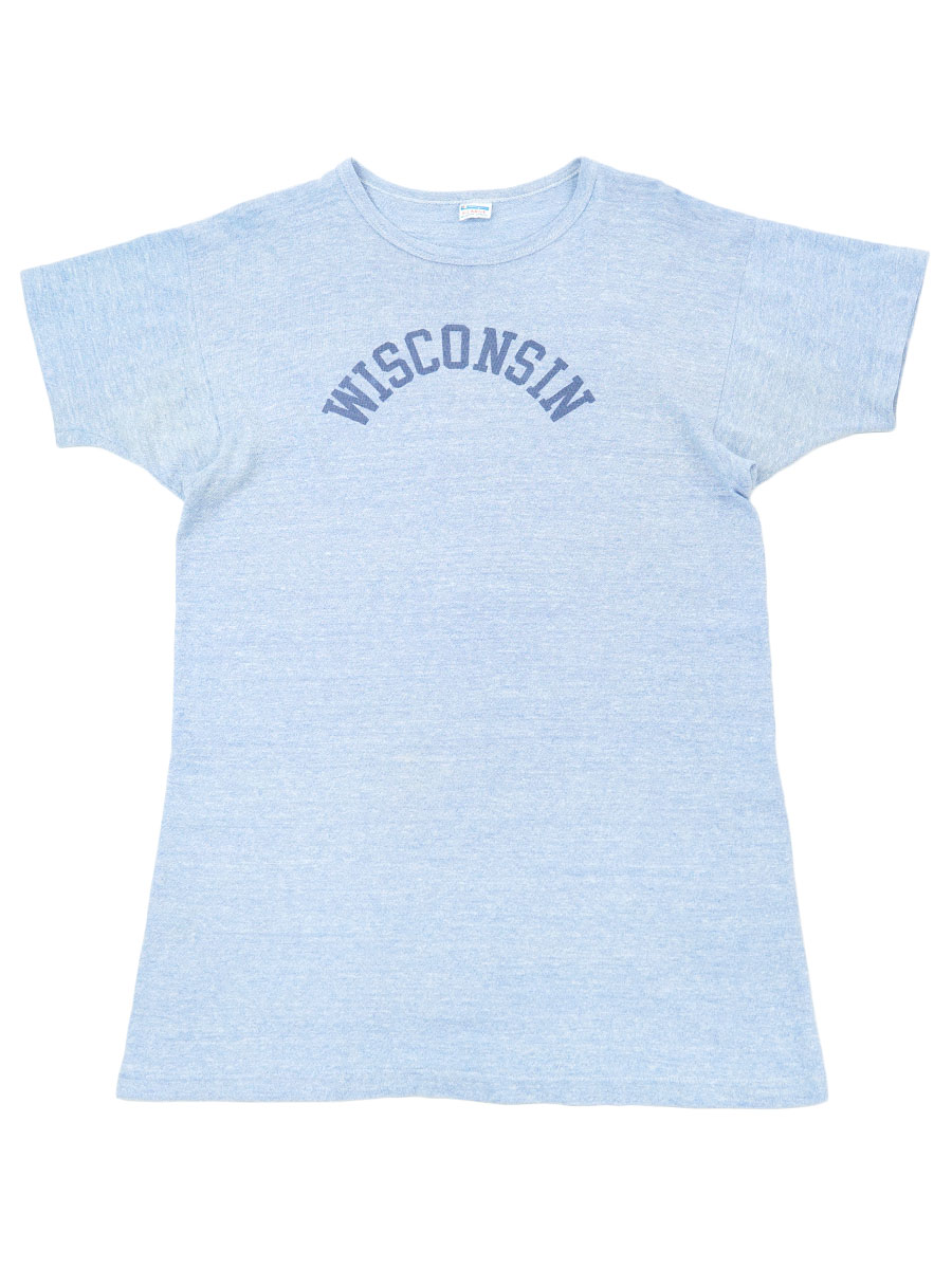 70'S CHAMPION ''WISCONSIN'' WATER PRINT T SHIRT (SIZE.X LARGE)