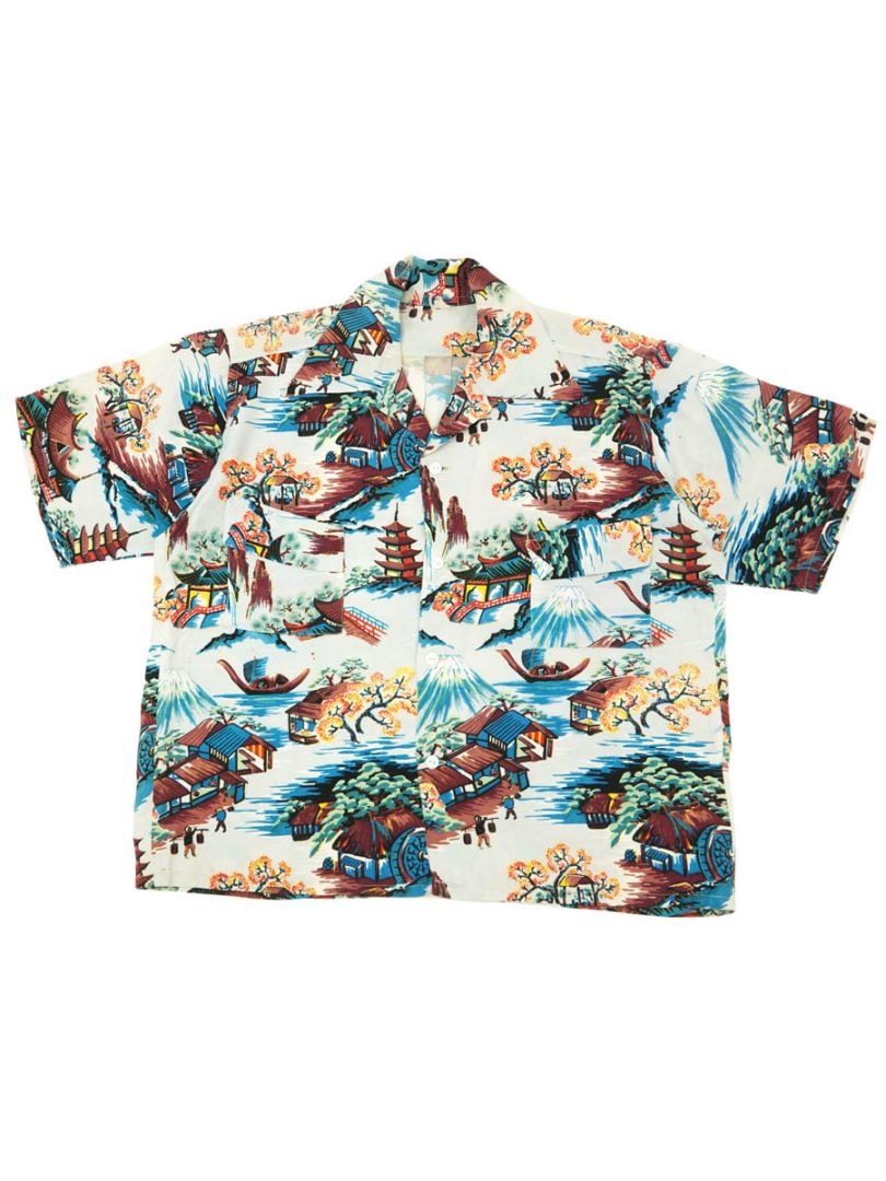 50'S～ JAPANESE PATTERN RAYON HAWAIIAN SHIRT (APPROX.MEDIUM) | NEW