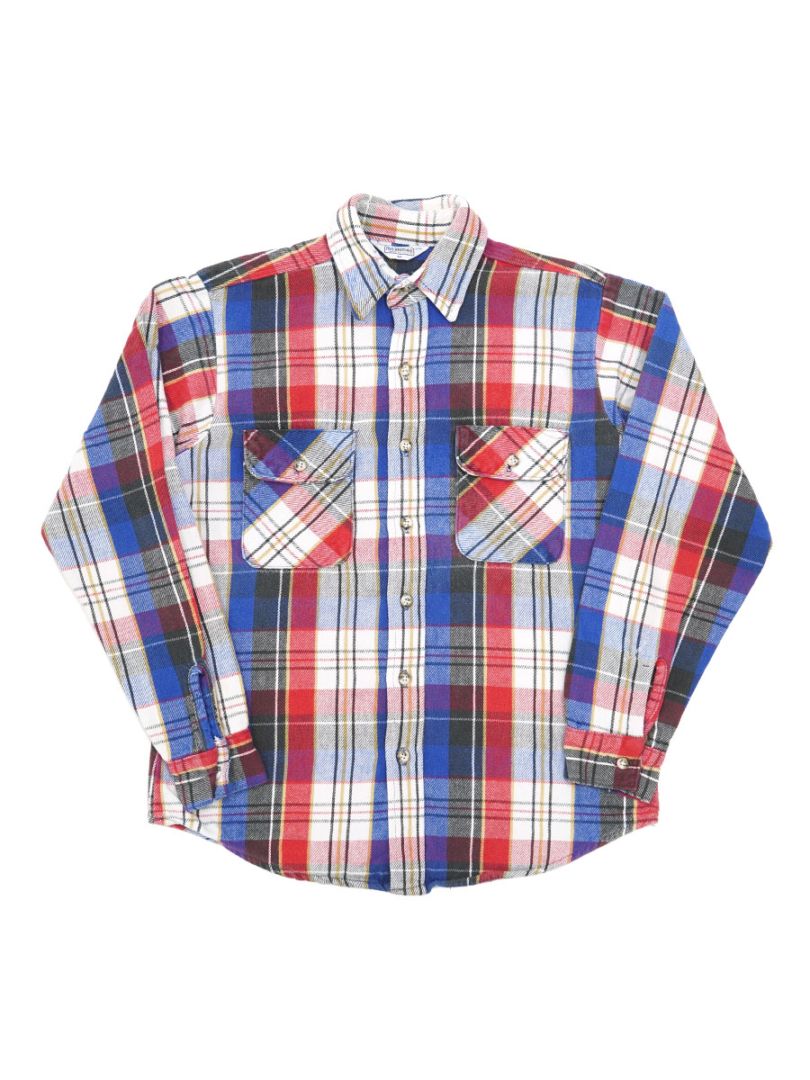 80'S FIVE BROTHER PLAID FLANNEL SHIRT (SIZE.MEDIUM) MADE IN USA
