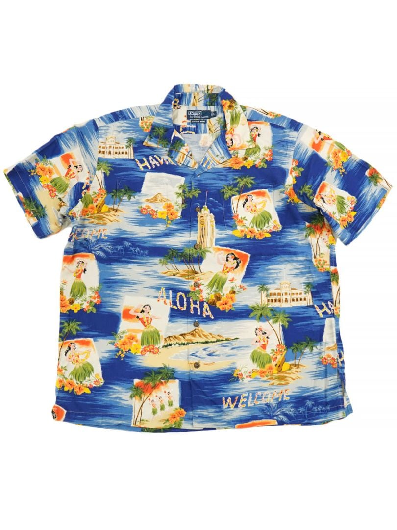 RALPH LAUREN VINTAGE CAMP VISCOSE HAWAIIAN SHIRT (SIZE. LARGE