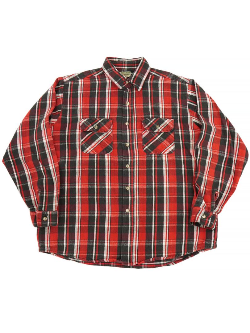 90'S FIVEBROTHER PLAID FLANNEL SHIRT (SIZE. TALLMAN X LARGE