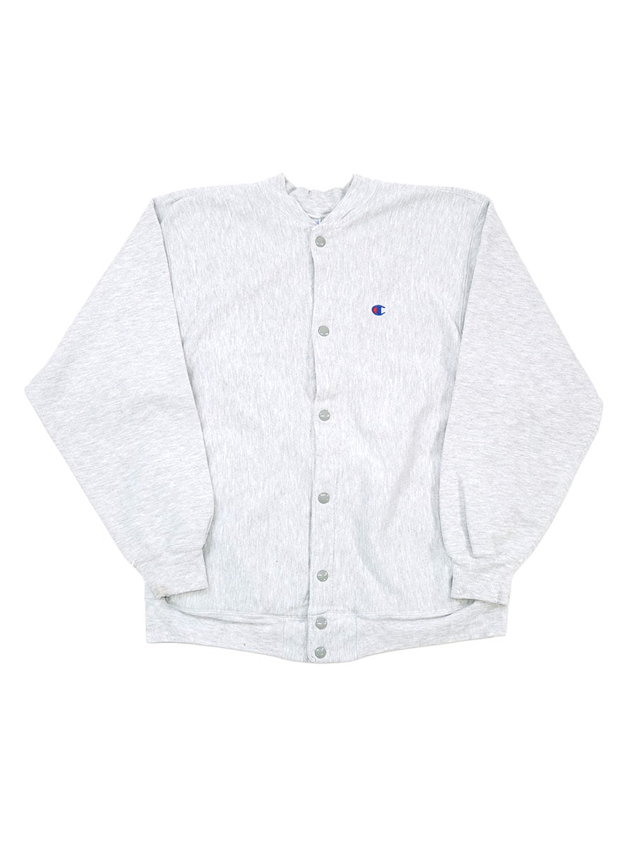 90'S CHAMPION REVERSE WEAVE FULL SNAP SWEAT CARDIGAN PLAIN GREY