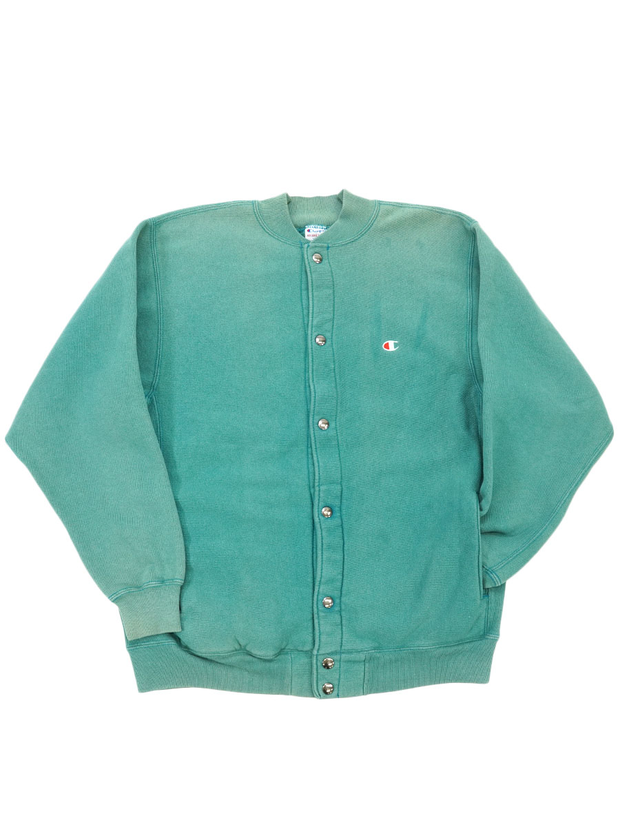 90'S CHAMPION REVERSE WEAVE FULL SNAP SWEAT CARDIGAN SEA GREEN