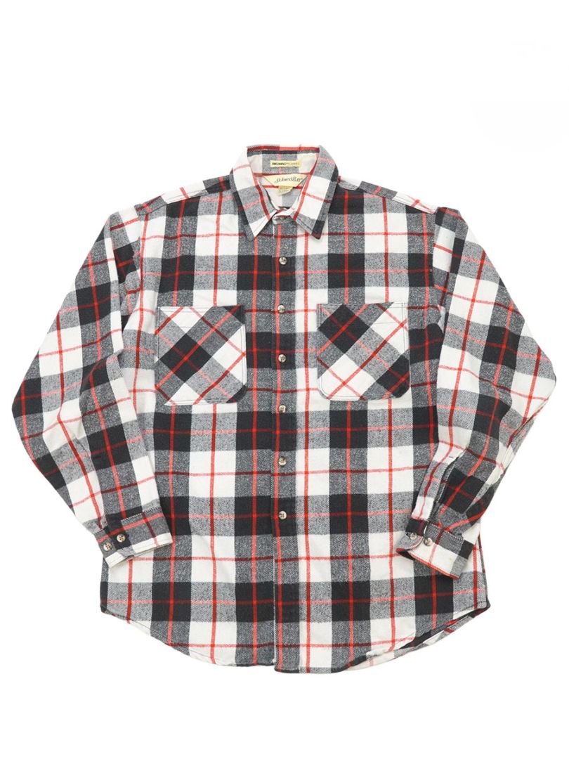 80'S BIG MAC×ST JOHN'S BAY PLAID FLANNEL SHIRT (SIZE. LARGE-TALL