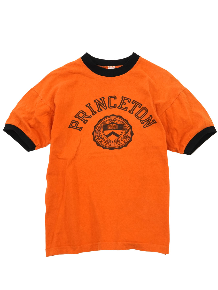 70'S CHAMPION ''PRINCETON'' WATER PRINT RINGER T SHIRT ORANGE
