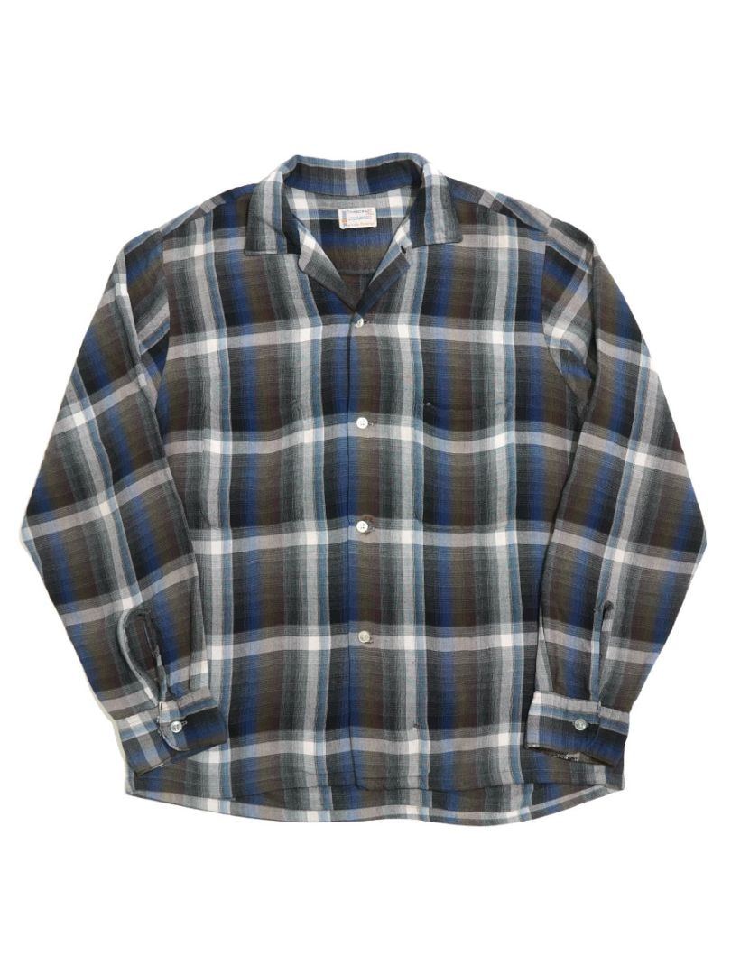 60s PENNEY'S SHADOW プリネル半袖 VINTAGE 実寸XL 60'S PENNEY'S TOWNCRAFT RAYON WOVEN SHADOW PLAID SHIRT (SIZE