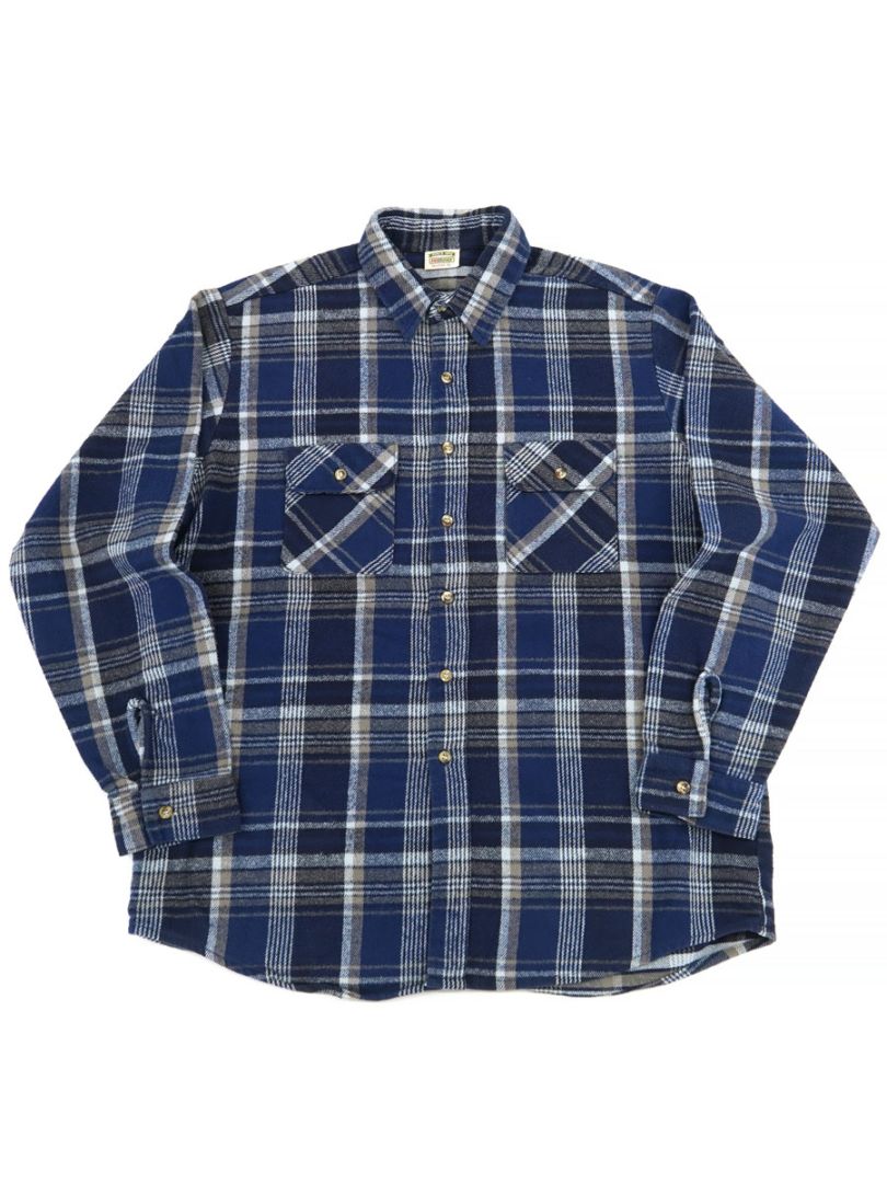 90'S FIVEBROTHER PLAID FLANNEL SHIRT (SIZE. TALLMAN X LARGE) MADE