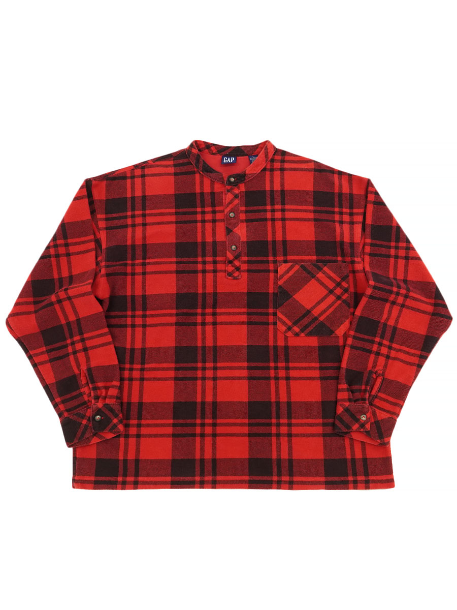 90'S OLD GAP HENRY NECK PLAID L/S SHIRT (SIZE. LARGE) | NEW ITEM