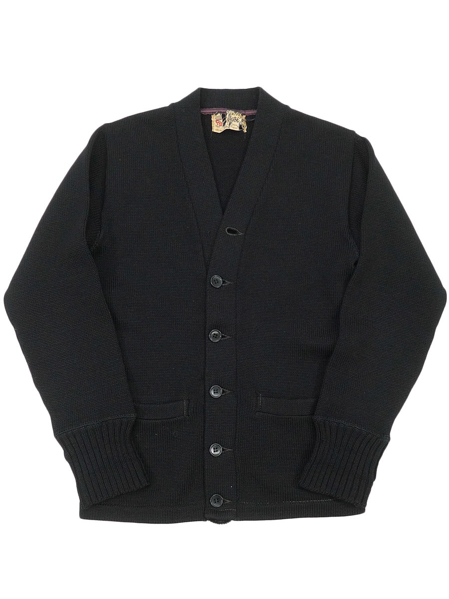50'S PURITAN NATCH 100%WOOL LETTERED CARDIGAN BLACK (APPROX.SMALL