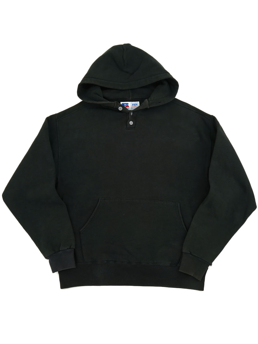 90'S RUSSELL ATHLETIC HIGH COTTON P/O SWEAT HOODIE BLK (SIZE. X
