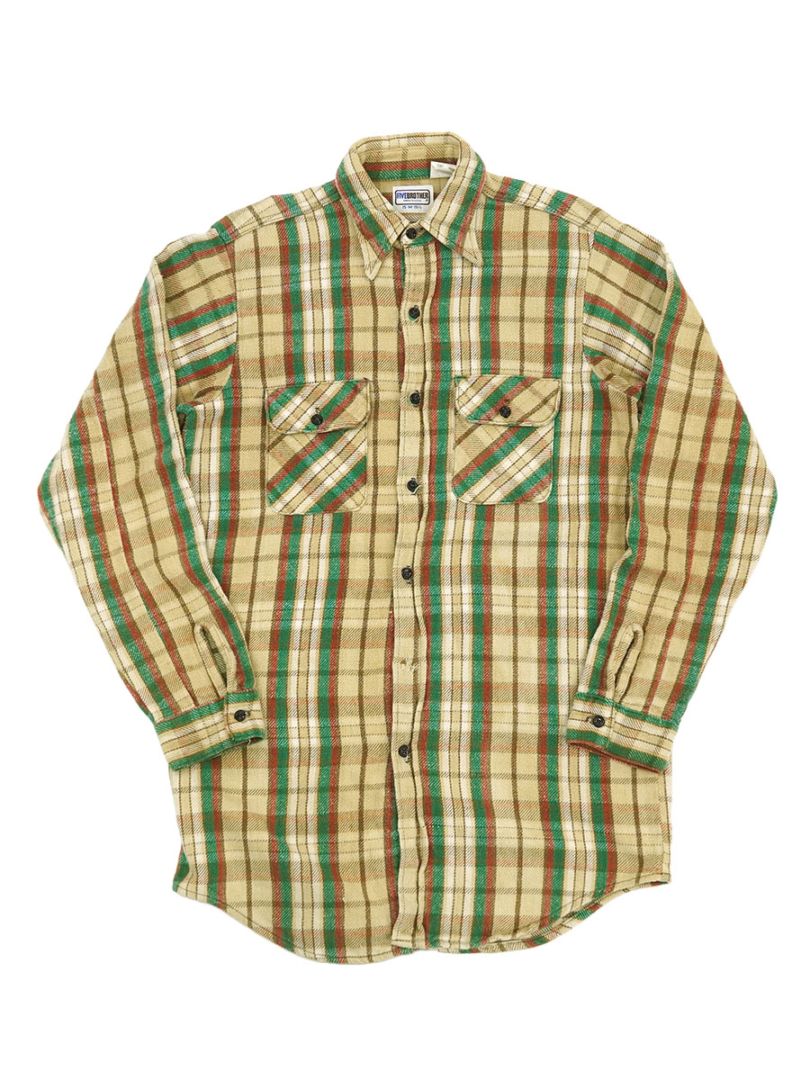 70'S FIVE BROTHER PLAID FLANNEL SHIRT (SIZE.MEDIUM TALL) | NEW