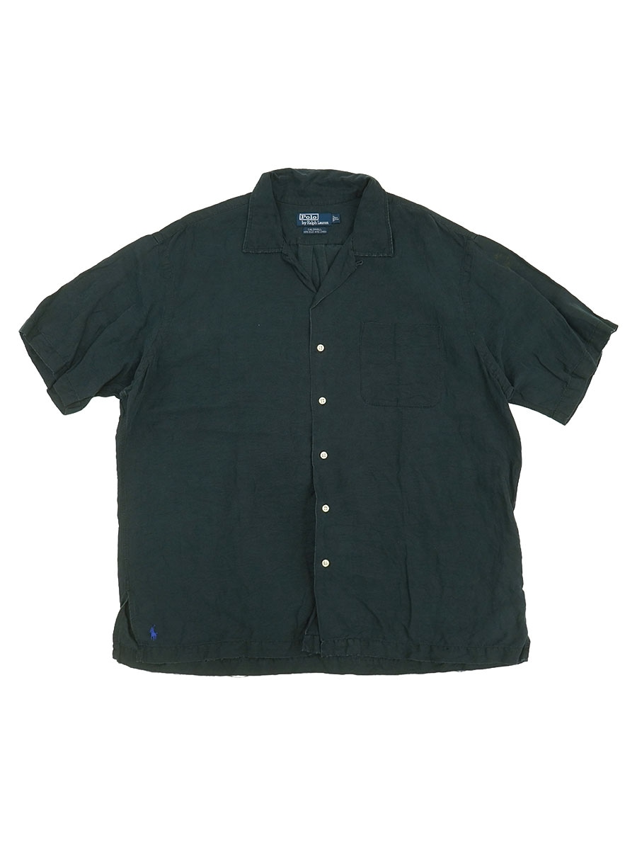 Ralph Lauren caldwell Lサイズ deadstock RALPH LAUREN CALDWELL SILK×LINEN LOOP COLLAR S/S SHIRT (SIZE.X