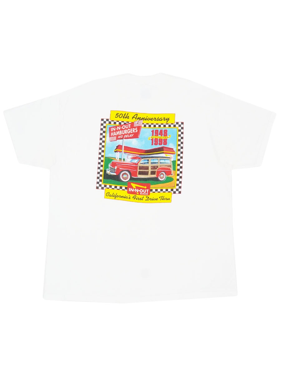 90'S HANES ''IN-N-OUT BURGER 50TH ANIVERSARY'' T SHIRT WHITE (SIZE
