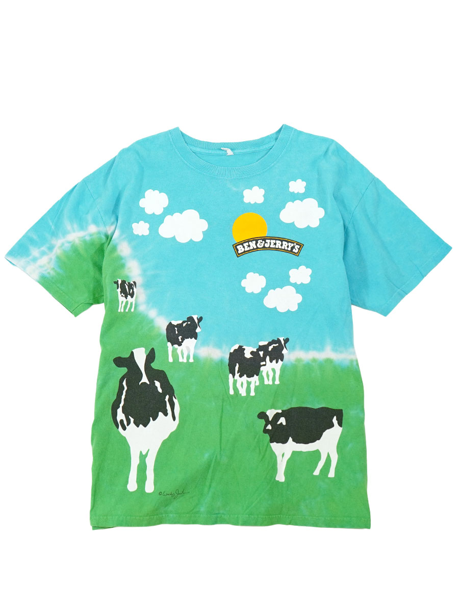 90'S～ ''BEN & JERRY'S'' ALL OVER PRINT T SHIRT TIE DYE SKY (SIZE
