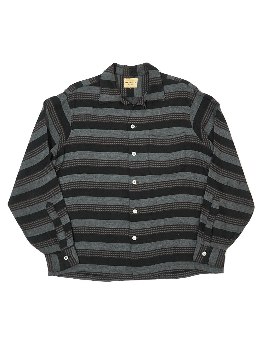 60'S VAN HEUSEN WOVEN BORDER L/S SHIRT (SIZE.MEDIUM) | NEW ITEM