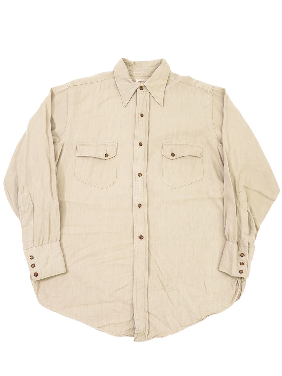 50'S TOWNCRAFT L/S RAYON SHIRT BEIGE (APPROX.LARGE) | SOLD OUT