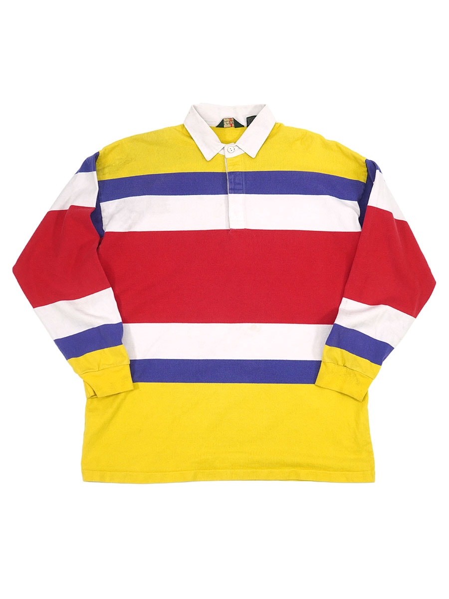 90'S J.CREW BORDER RUGGER SHIRT (SIZE.X LARGE) | すべての商品