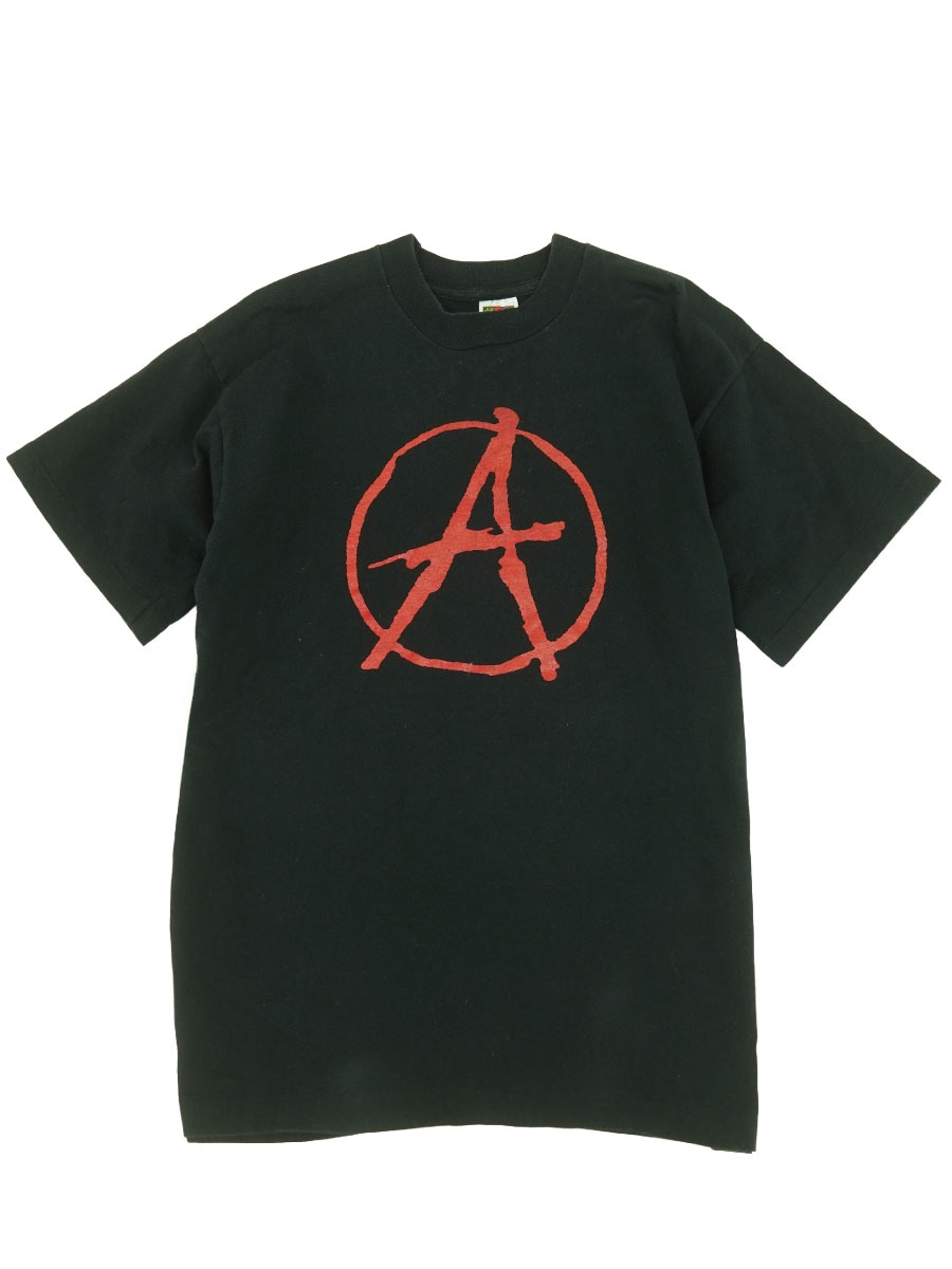 90'S FRUIT OF THE LOOM ''ANARCHY'' LOGO T SHIRT BLACK (SIZE.LARGE) 