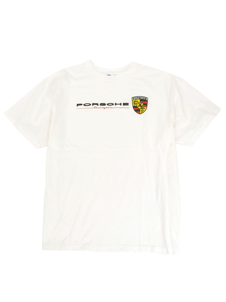 80'S～ DUCK HEAD ''PORSCHE'' T SHIRT WHITE (SIZE.X LARGE) MADE IN USA