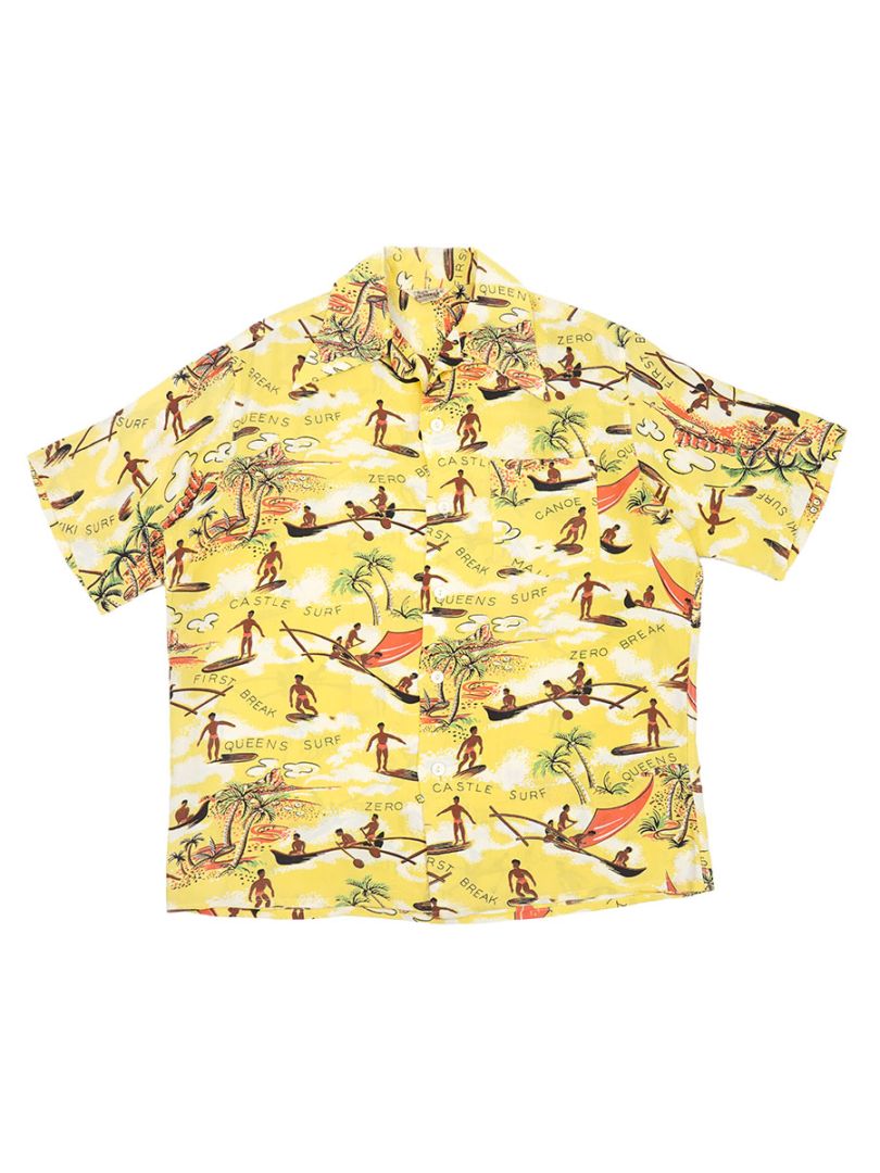 40'S～ MADE IN CALIFORNIA SURF PATTERN RAYON HAWAIIAN SHIRT (SZIE