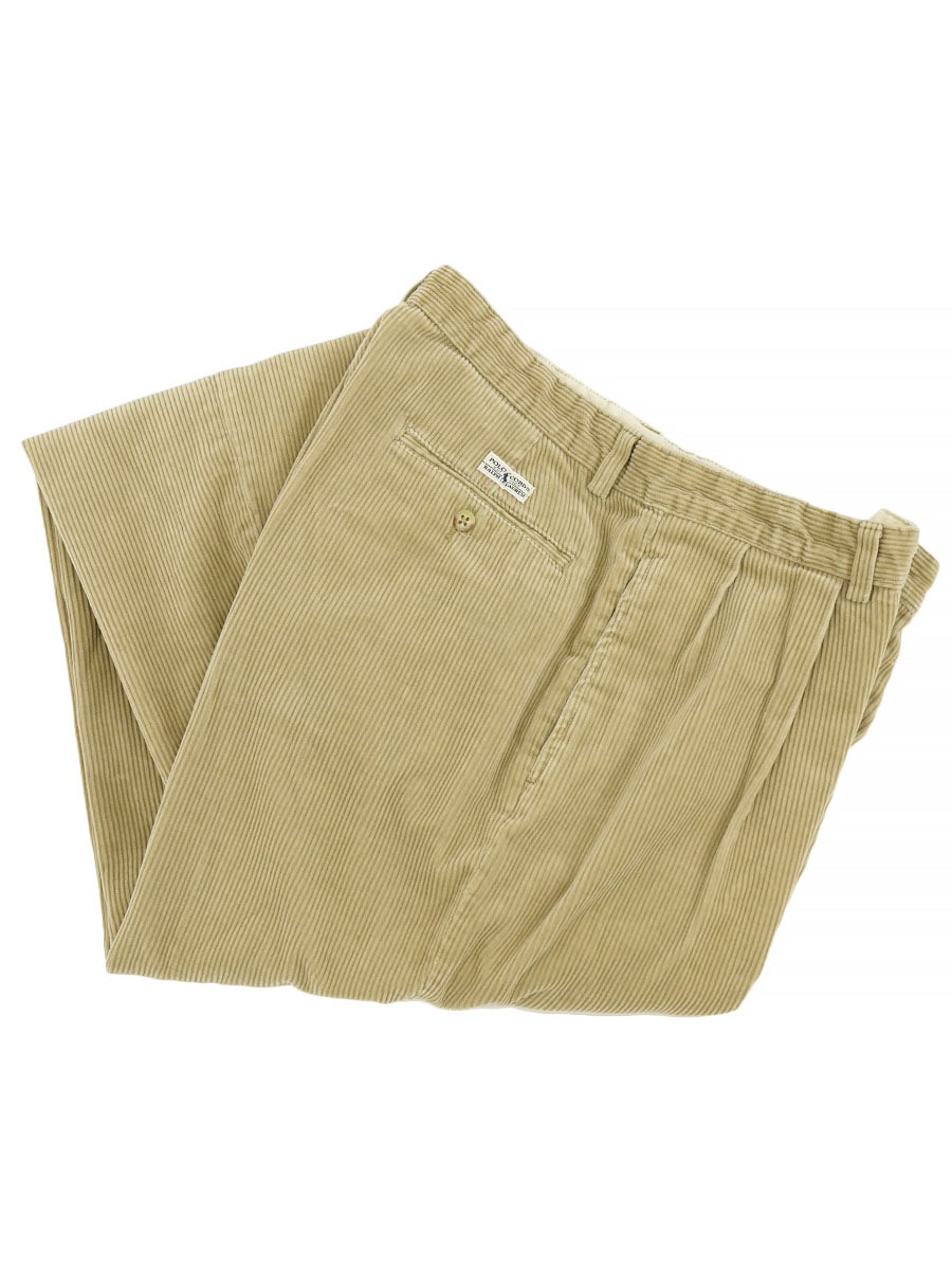RALPH LAUREN WIDE WALE 2-TUCK CORDUROY PANTS BEIGE (SIZE. W34 L31) ANDREW PANT