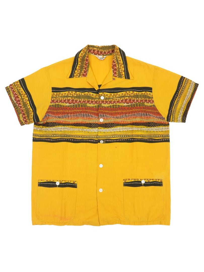 50'S CATALINA S/S COTTON SHIRT MUSTARD (SIZE.MEDIUM)