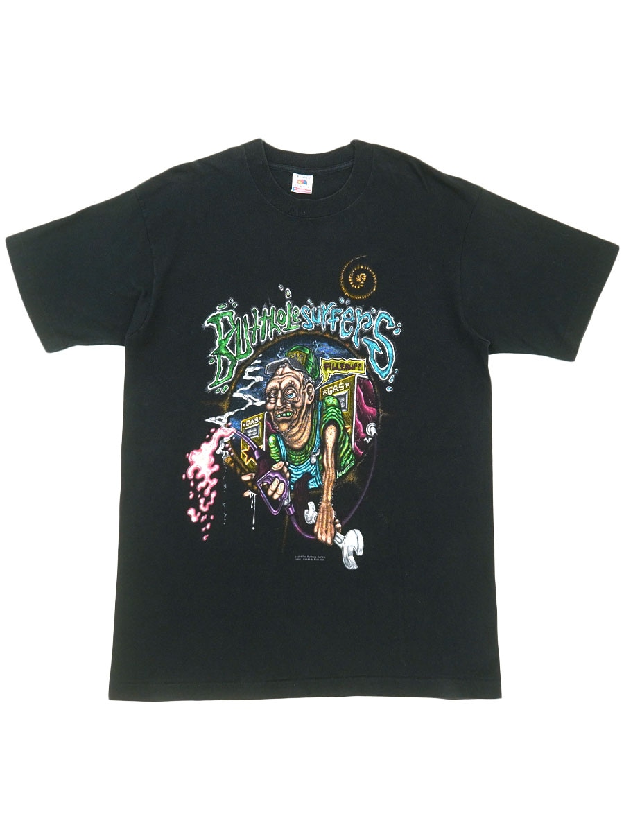 90'S FRUIT OF THE LOOM BUTHOLE SUYFERS ''INDEPENDENT WORM SALOON'' T SHIRT BLACK (SIZE.LARGE) MADE IN USA