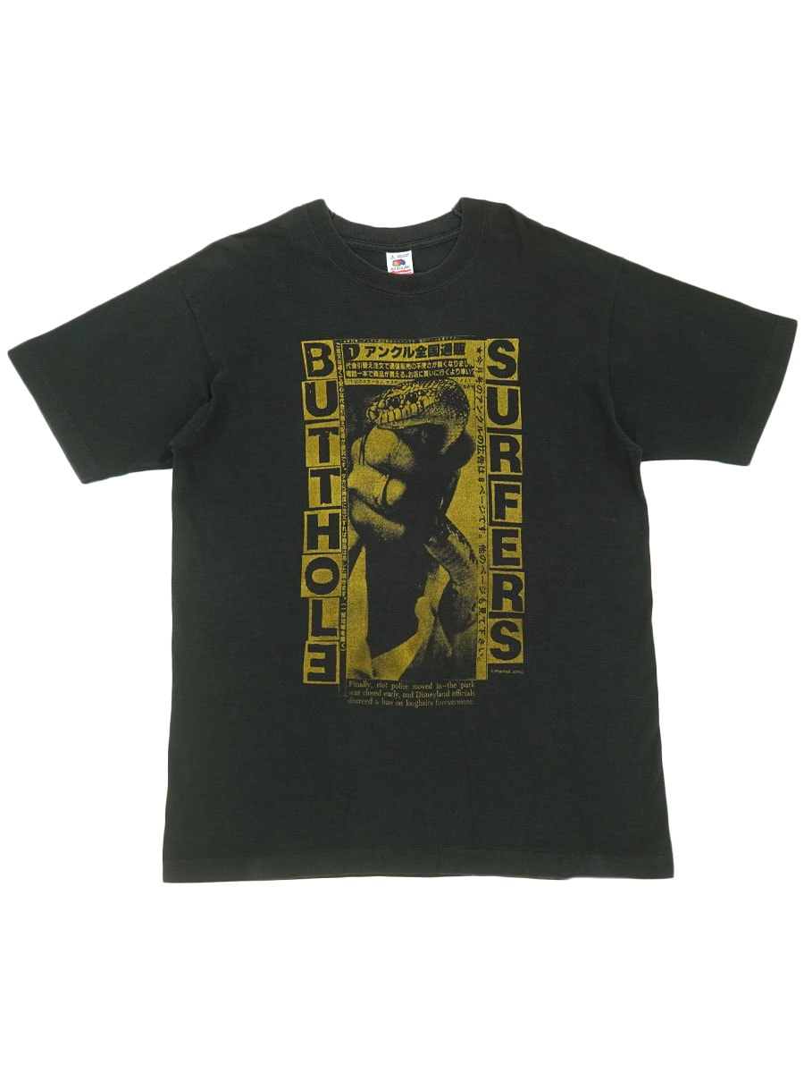 90'S FRUIT OF THE LOOM ''BUTHOLE SUYFERS'' T SHIRT BLACK (SIZE.LARGE) MADE IN USA