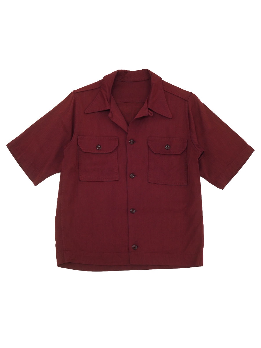 50'S～ LOOP COLLAR RAYON SHIRT BURGUNDY (APPROX.X SMALL)