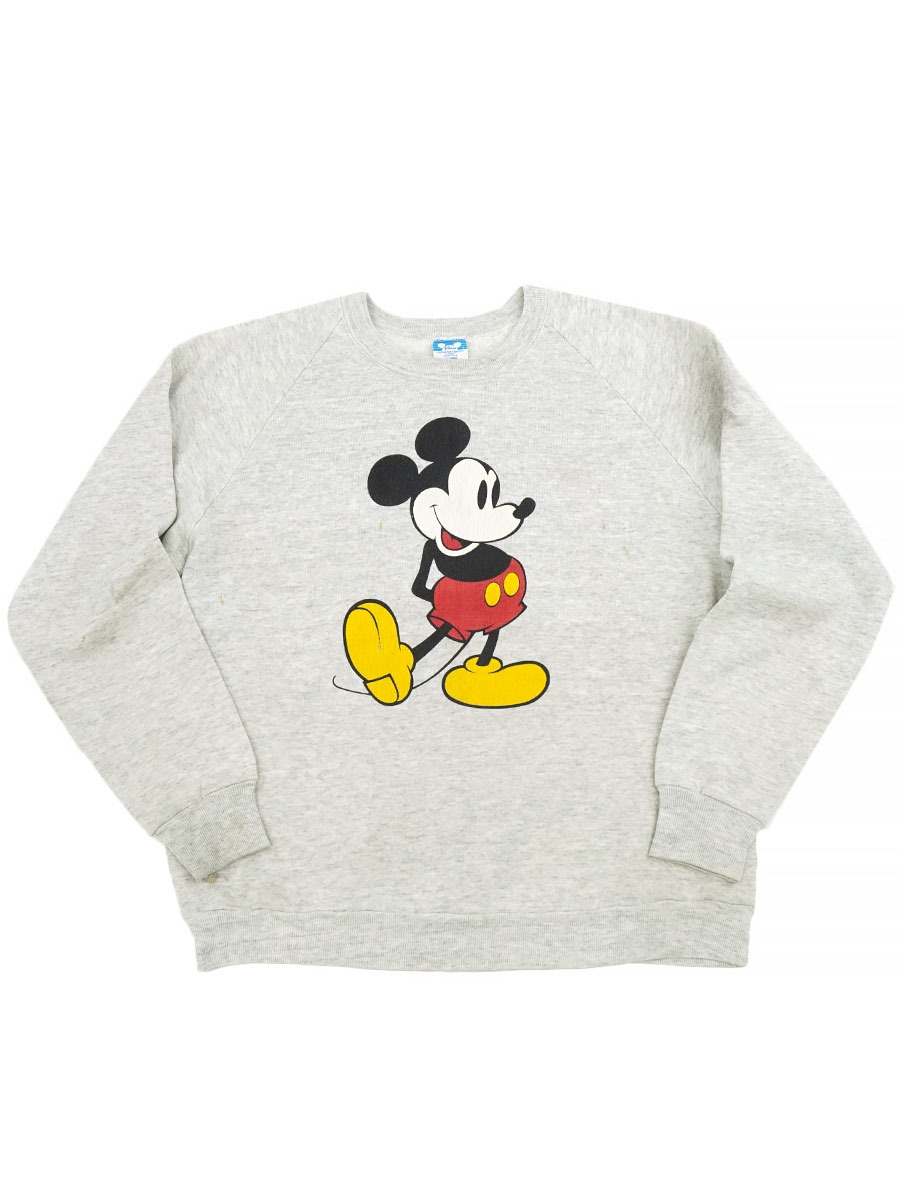 80'S DISNEY MICKEY MOUSE SWEAT SHIRT GRAY (SIZE. X LARGE) MADE IN USA