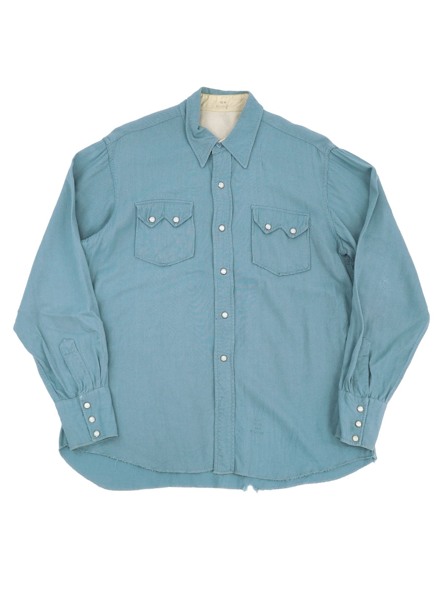 50S～ RAYON WESTERN SHIRT LIGHT BLUE (SIZE.M)