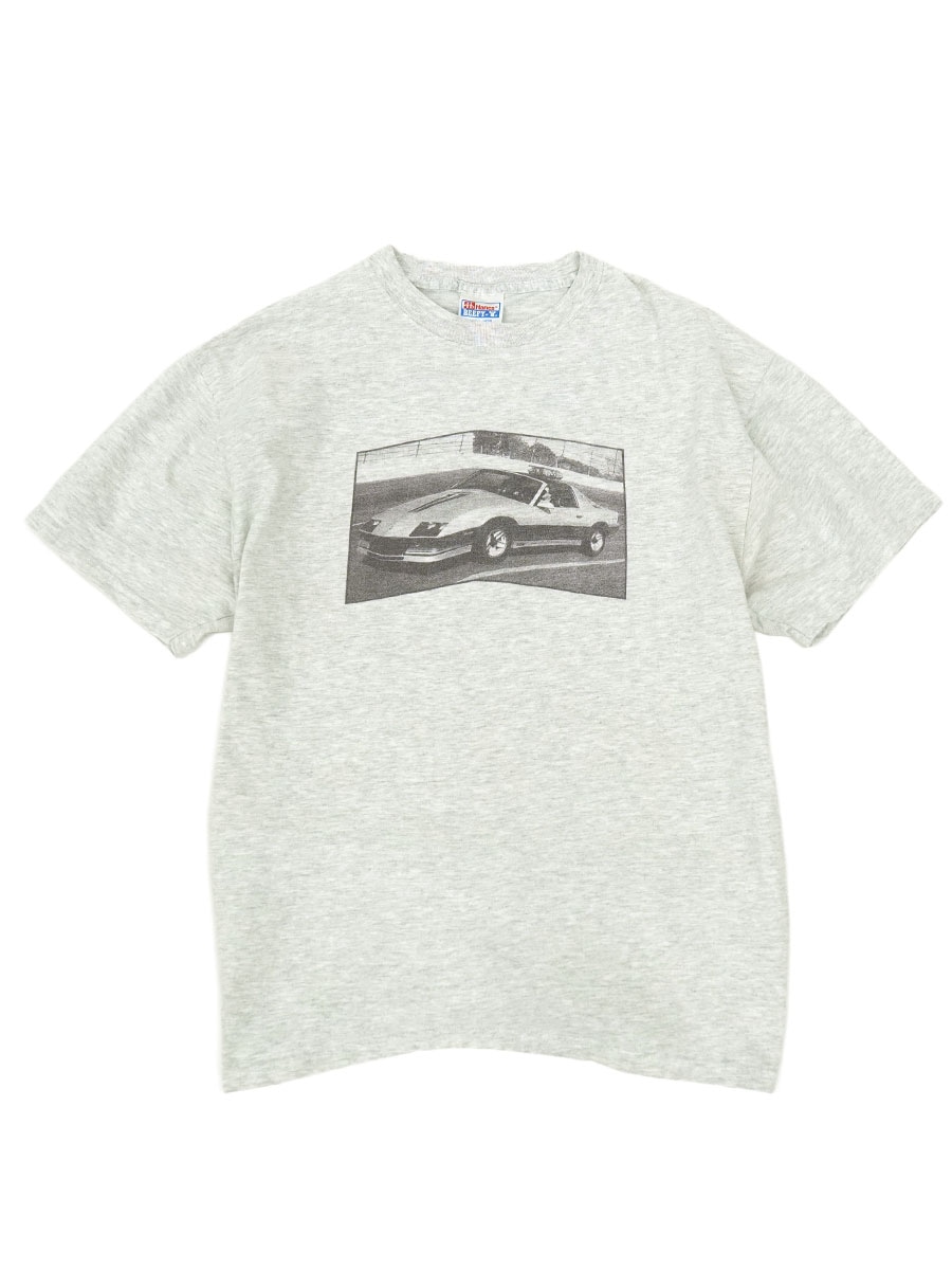 00'S HANES ''CAR'' PHOTO T SHIRT LIGHT GREY (SIZE.LARGE) 