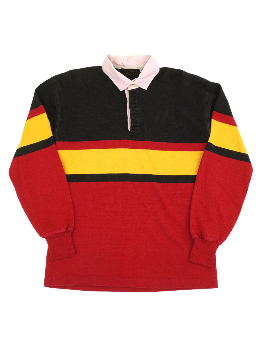 80'S EDDIE BAUER BORDER RUGGER SHIRT (SIZE.LARGE)